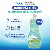 Nước Rửa Chén Zyclent Extra Hương Bạc Hà, Muối Biển - 750g